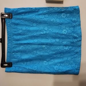Large delias light blue lace pencil skirt
